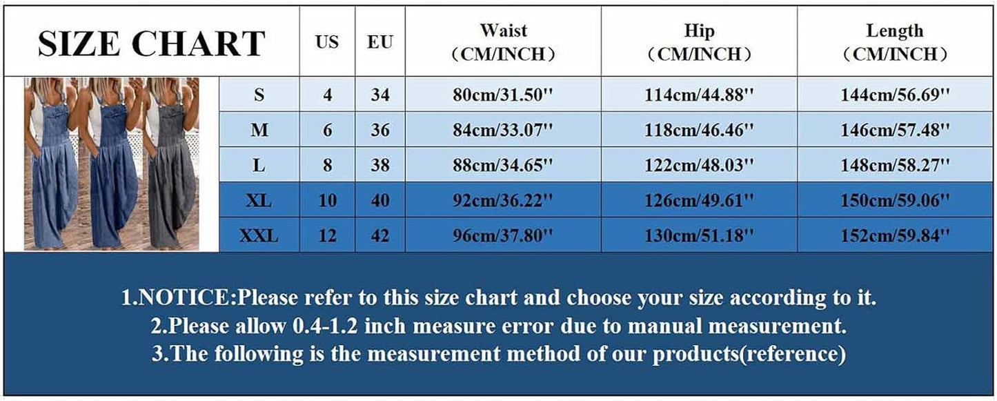 Women Fashion Denim Jumpsuit Bib Overalls Loose Casual Sleeveless Jean Rompers Bib Pants