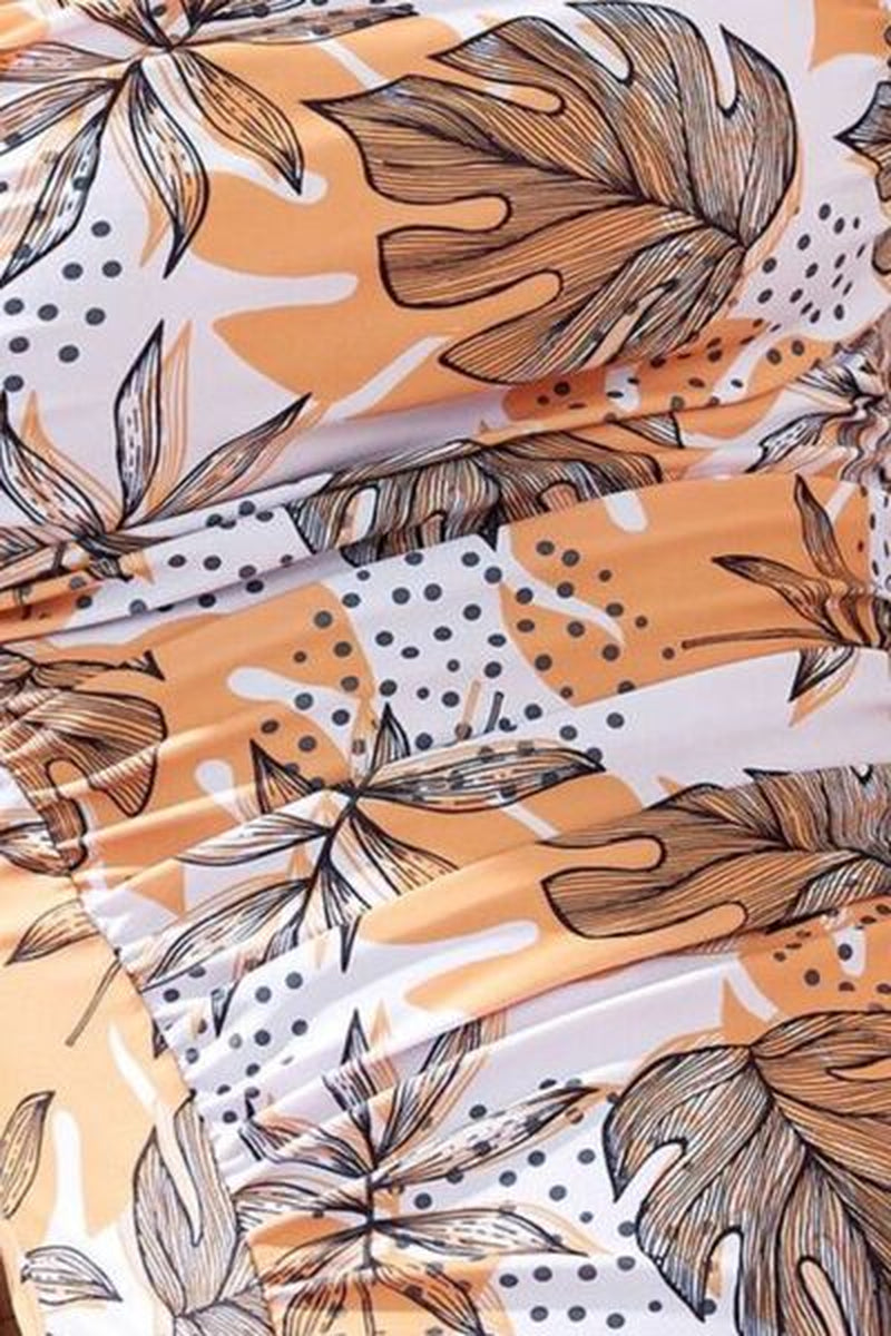 Square Neck Printed One-Piece Swimwear and Cover up Swim Set