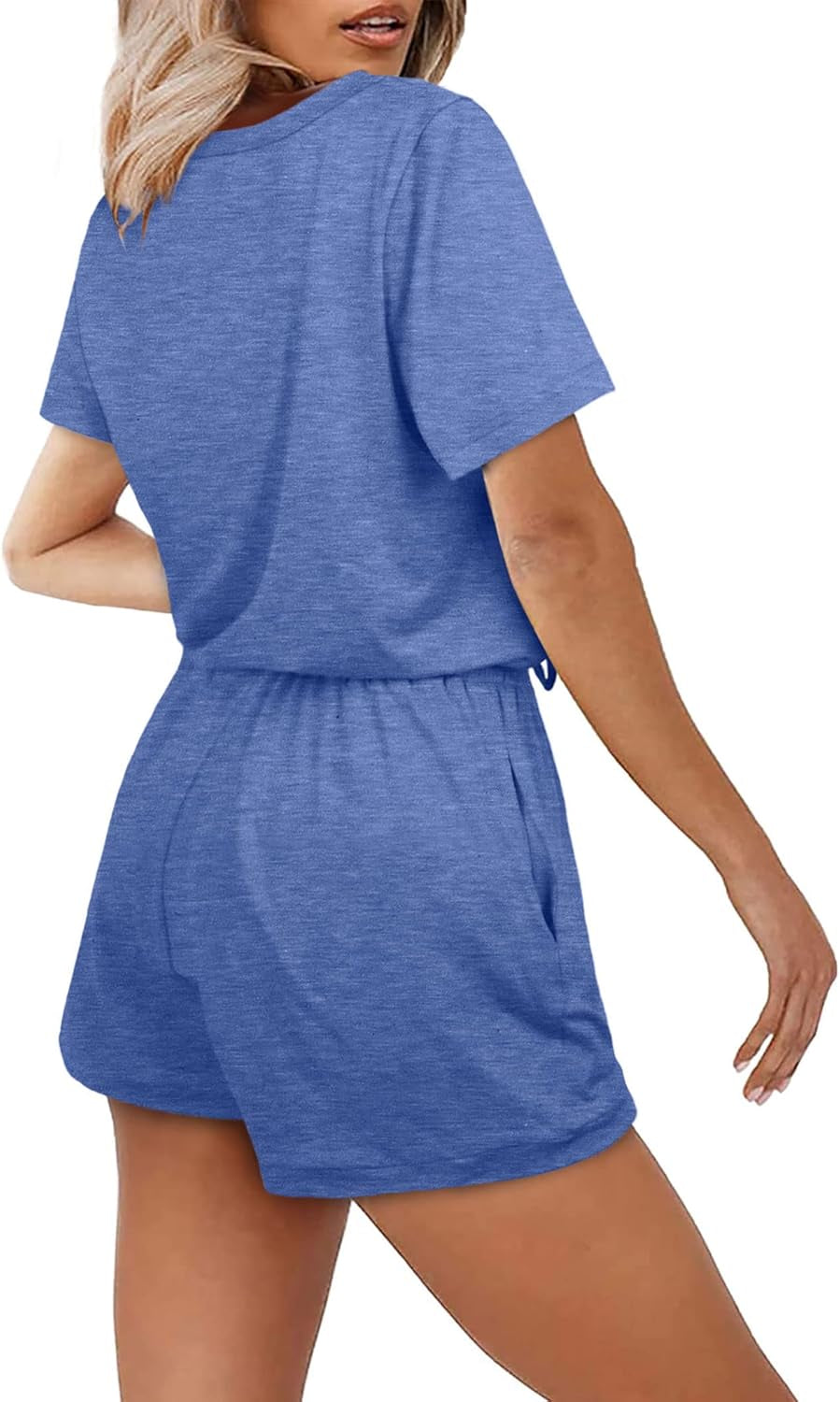 Two Piece Outfits for Women Shorts Lounge Sets Loungewear Blue L
