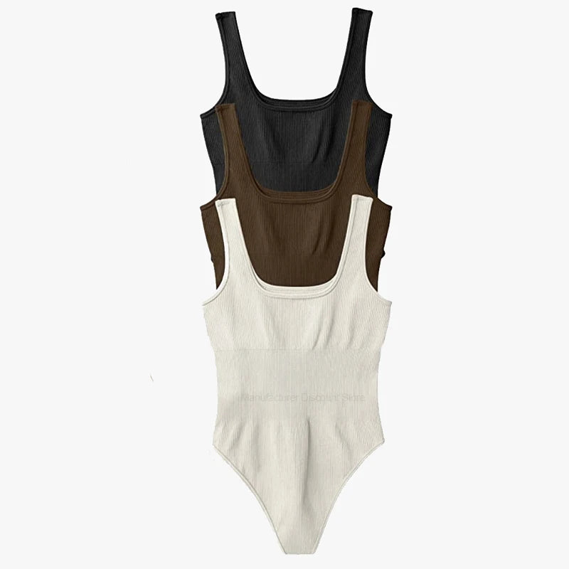 New Square Neck Tummy Control Thong Body Shaper Seamless Sculpting Bodysuit Shapewear Women Sexy Ribbed Slimming Tank Tops