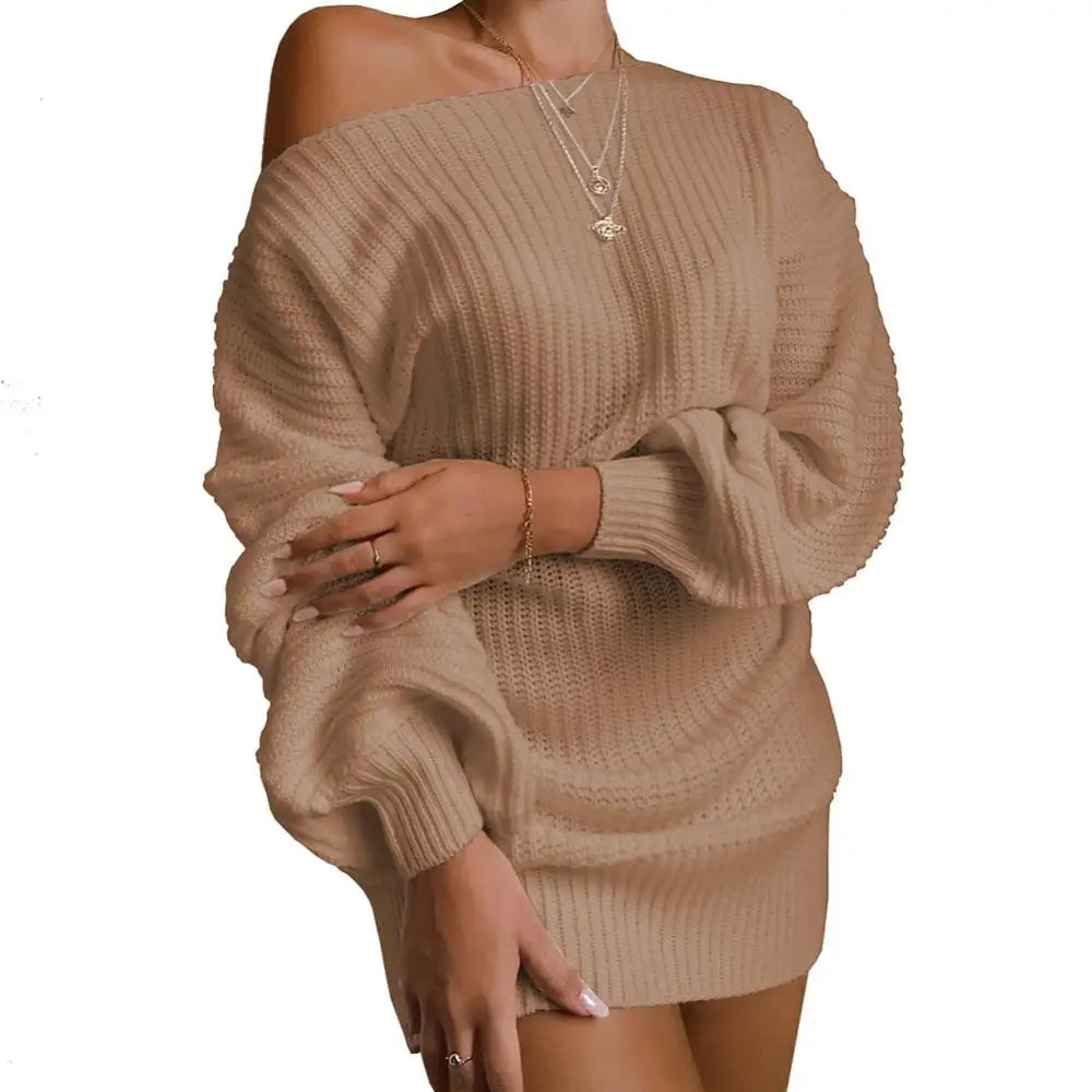 Stylish Women's Cold Shoulder Mini Knit Sweater Dress - Perfect for Spring!