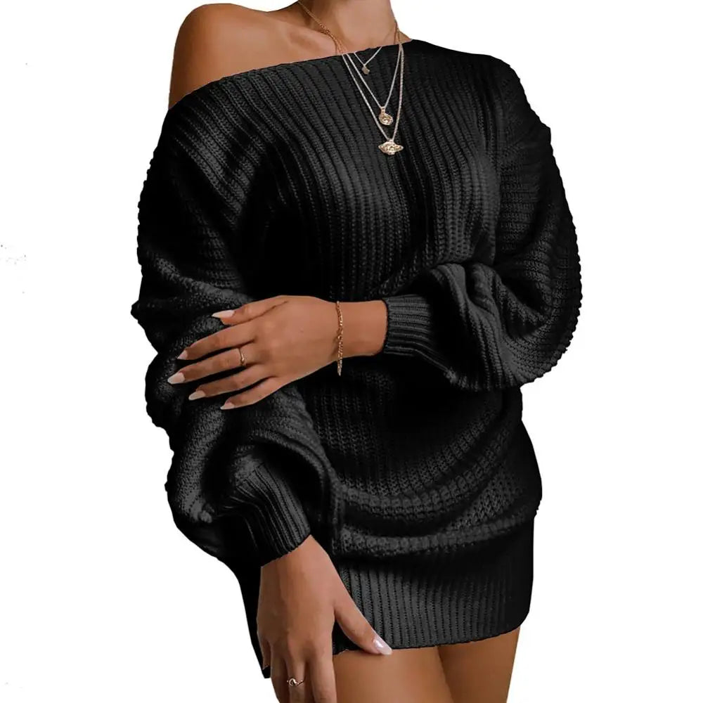 Stylish Women's Cold Shoulder Mini Knit Sweater Dress - Perfect for Spring!