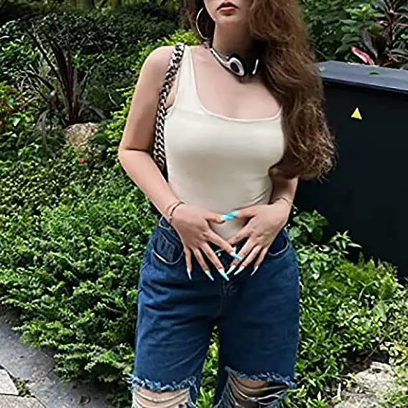 New Square Neck Tummy Control Thong Body Shaper Seamless Sculpting Bodysuit Shapewear Women Sexy Ribbed Slimming Tank Tops