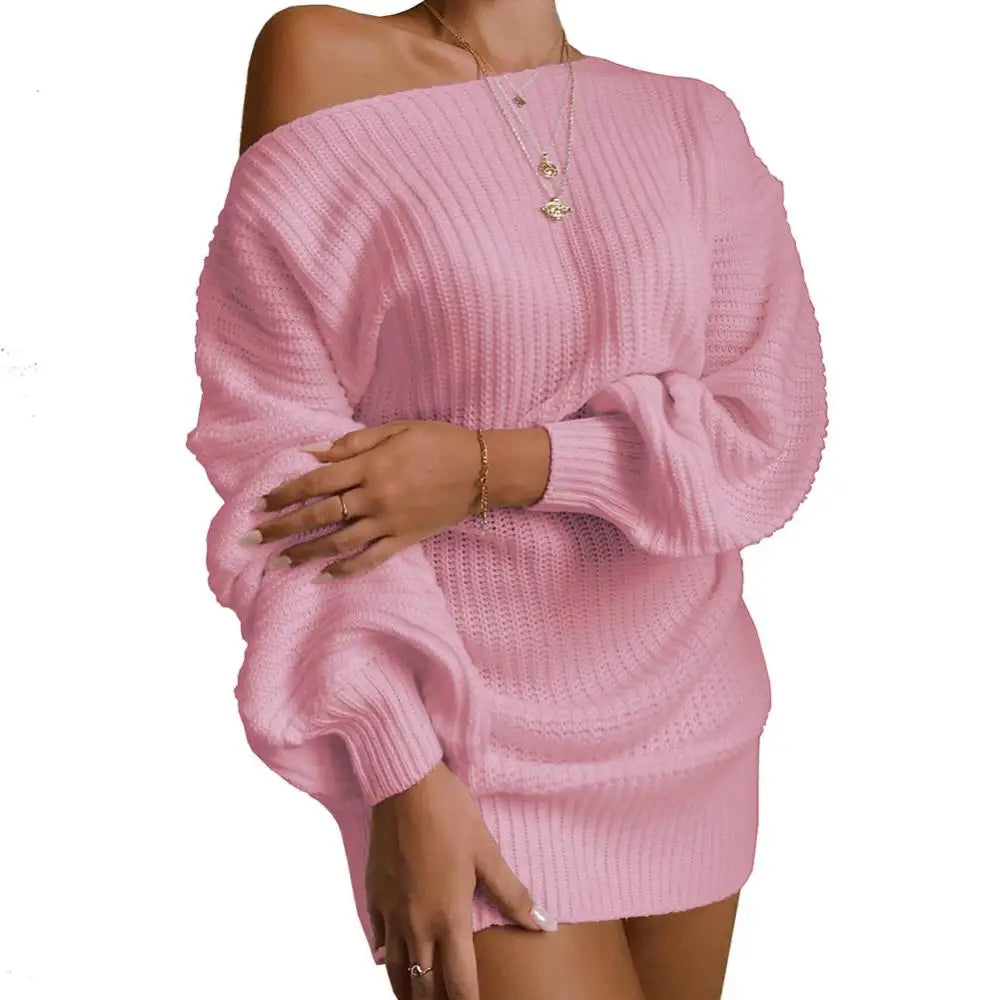 Stylish Women's Cold Shoulder Mini Knit Sweater Dress - Perfect for Spring!