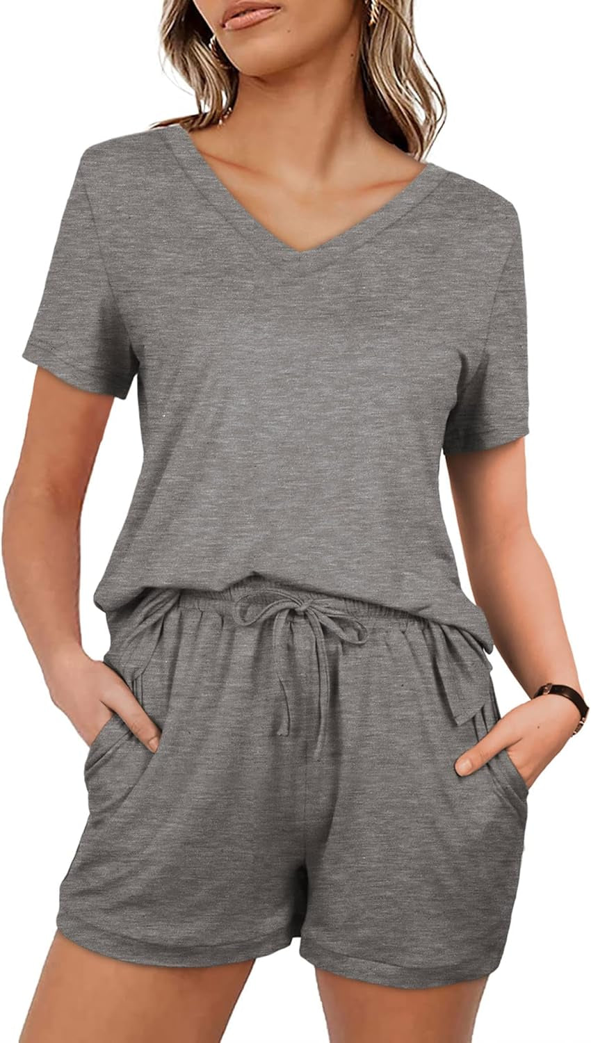 2 Piece Outfits for Women Summer Tshirts and Shorts Lounge Sets XL