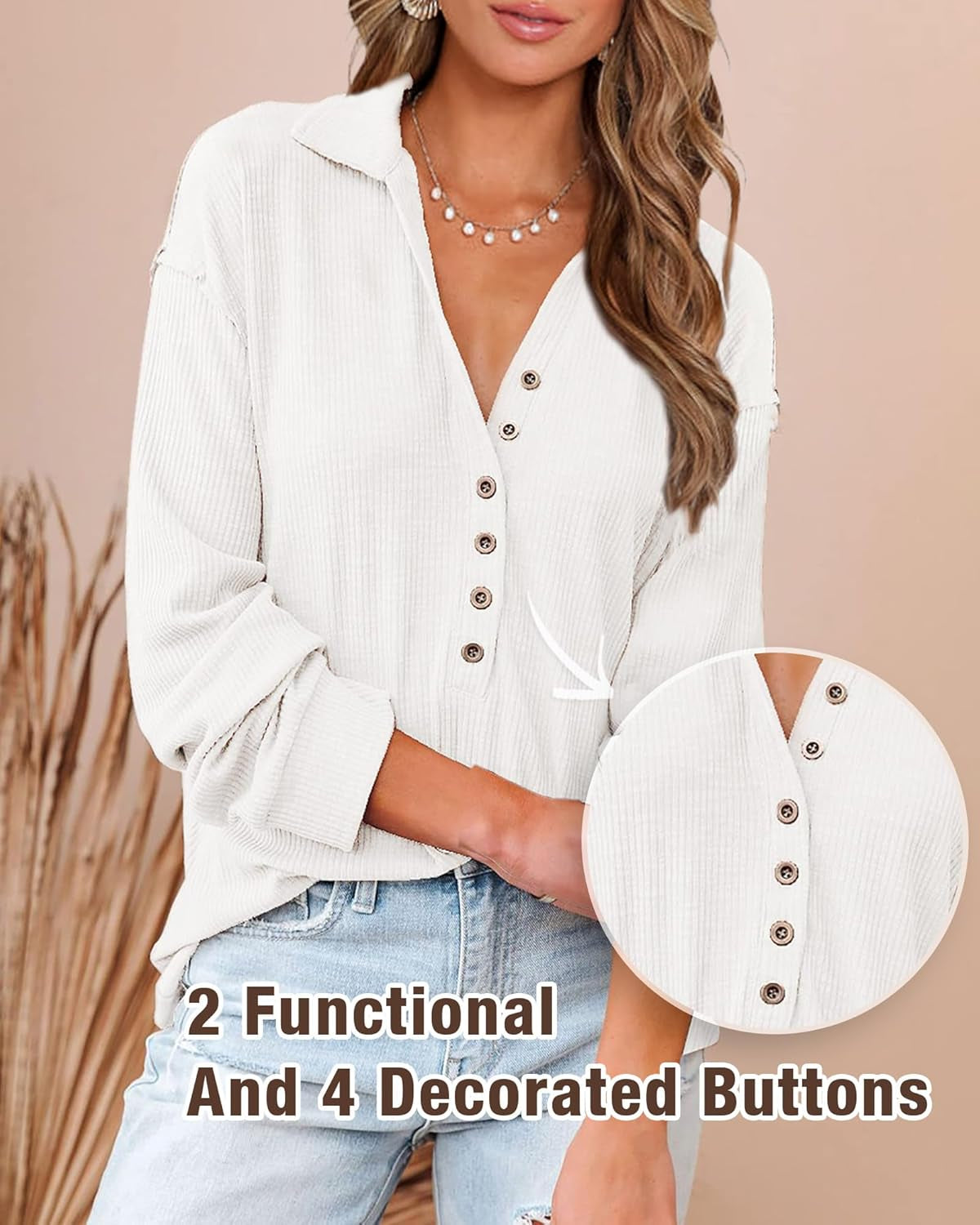 Women Casual Button down Fall Blouses 2025 Long Sleeve Solid Business Work Tops Cute Relaxed Fit Shirts