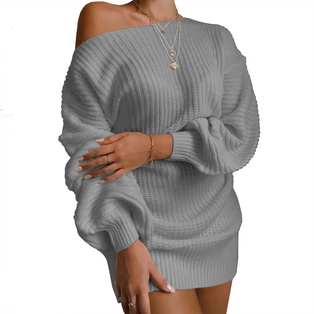 Stylish Women's Cold Shoulder Mini Knit Sweater Dress - Perfect for Spring!