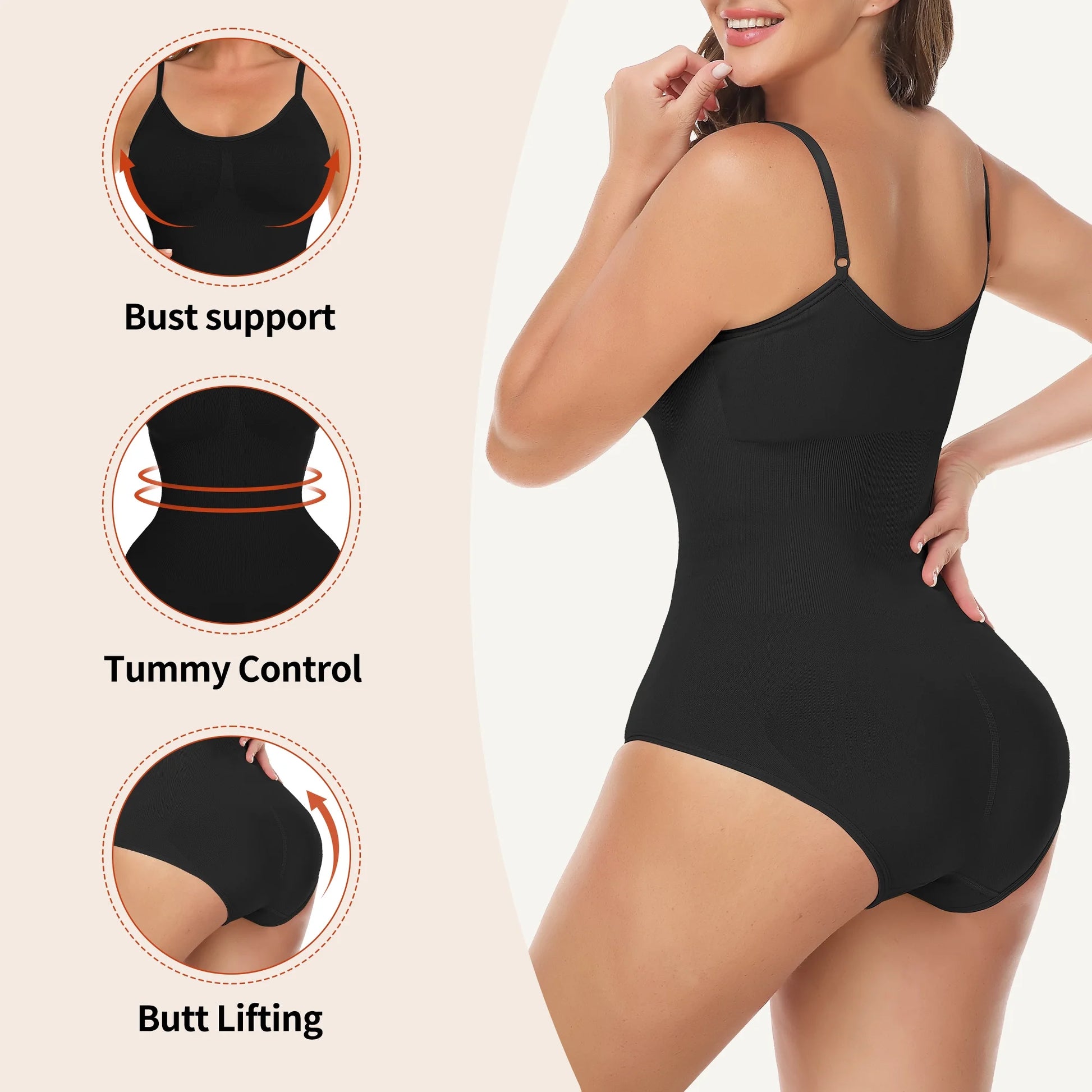 COMFREE Shapewear for Women Tummy Control Body Shaper Seamless Sculpting Snatched Waist Body Suit