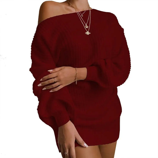 Stylish Women's Cold Shoulder Mini Knit Sweater Dress - Perfect for Spring!