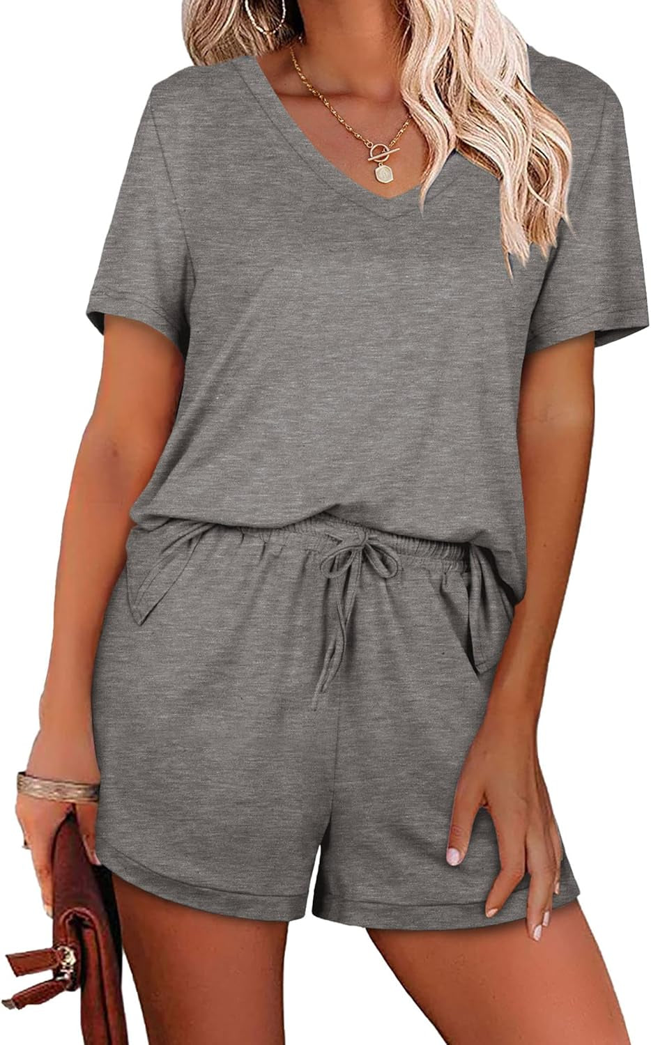 2 Piece Outfits for Women Summer Tshirts and Shorts Lounge Sets XL