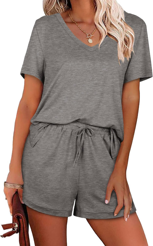 2 Piece Outfits for Women Summer Tshirts and Shorts Lounge Sets XL